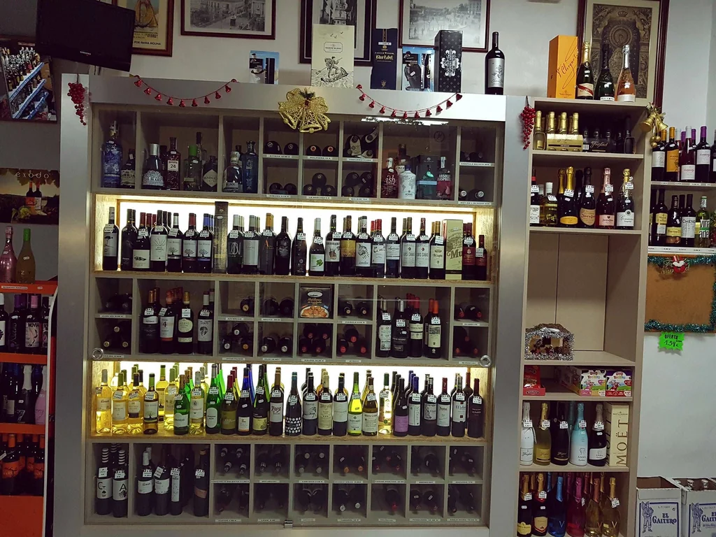 Estanterías de vinos, licores y bebidas en Bodega Garcés.